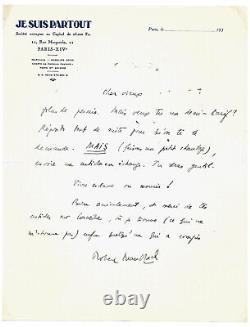 Robert BRASILLACH / Lettre autographe signée / Collaboration / Je suis partout