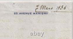 Robert de Rothschild Lettre autographe signée Monument au Maréchal Joffre 1936