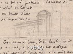 Roger Martin du Gard Lettre autographe signée avec croquis, Bellême 1925
