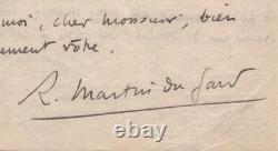 Roger Martin du Gard Lettre autographe signée avec croquis, Bellême 1925