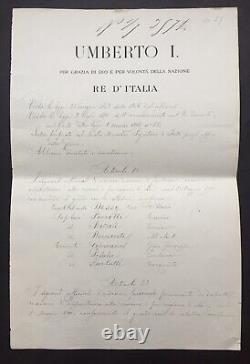 Roi UMBERTO I (Humbert Ier) Lettre signée 1900