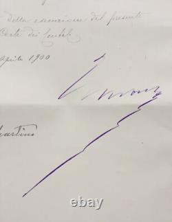 Roi UMBERTO I (Humbert Ier) Lettre signée 1900