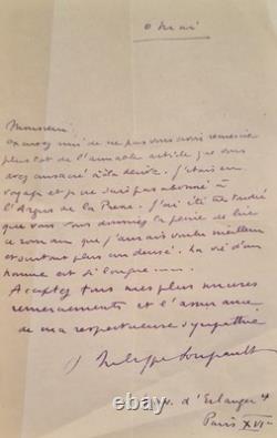 SOUPAULT (Philippe). Lettre autographe signée adressée à un critique