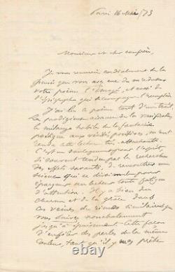 SULLY PRUDHOMME lettre autographe signée à Léon BARRACAND l'Enragé