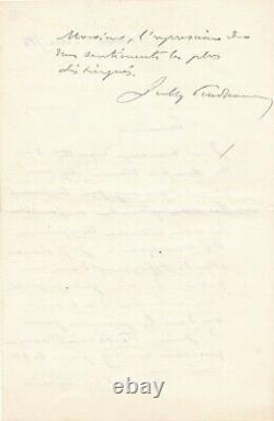 SULLY PRUDHOMME lettre autographe signée hommage à Rousseau