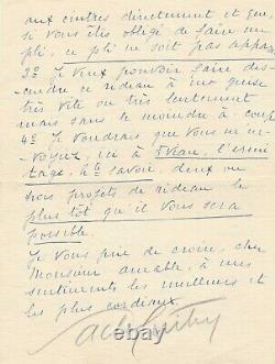 Sacha GUITRY lettre signée rideau de scène décorateur Amable Mathurins