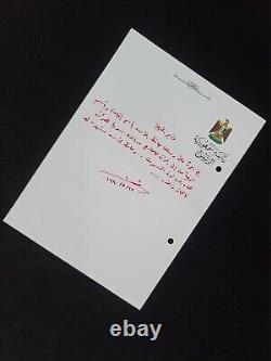 Saddam Hussein Autographe Manuscrit Signé Lettre Bashar Al-Assad Rare Document