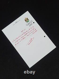 Saddam Hussein Autographe Manuscrit Signé Lettre Bashar Al-Assad Rare Document