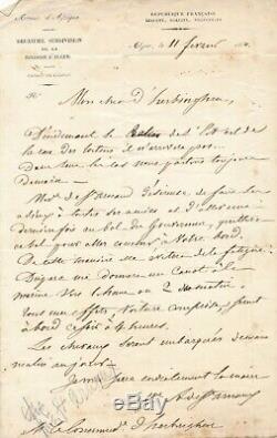 Saint Arnaud lettre autographe signée Poucques d Herbinghem marine Algérie 1850
