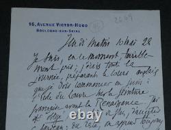 Salomon REINACH LETTRE AUTOGRAPHE SIGNÉE Boulogne-sur-Seine 2 pages 1928