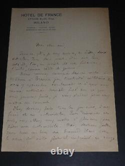 Serge Basset Lettre Autographe Signee Milan Brescia Italie 1914-18 Censure