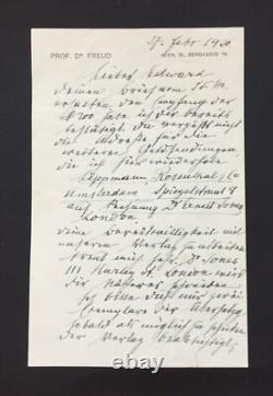 Sigmund FREUD Lettre autographe signée Publication Intro. À Psychanalyse