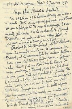Sylvain BONMARIAGE lettre autographe signée à M. Rostand sur Proust amoureux