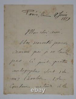 THEUNISSEN Corneille LETTRE AUTOGRAPHE SIGNÉE, PARIS, JUIN 1889