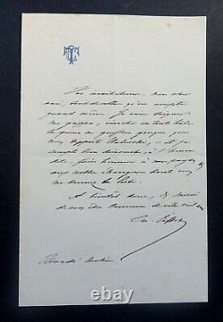 TISSOT Charles LETTRE AUTOGRAPHE SIGNEE A PROPOS D'INVITATIONS