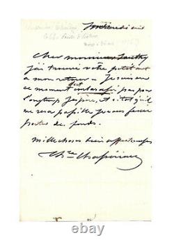 Théodore CHASSERIAU / Lettre autographe signée / Ingres / Peinture / Louvre