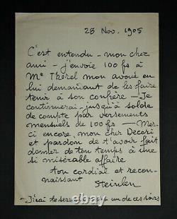 Theophile Alexandre Steinlen Lettre Autographe Signee Datee Du 28 Novembre 1905