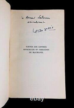 Toutes Les Lettres De Machiavel 1. Envoi Autographe De Jean Giono. Nrf. 1955