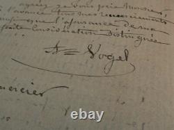VOGEL Charles Louis Adolphe LETTRE AUTOGRAPHE SIGNÉE