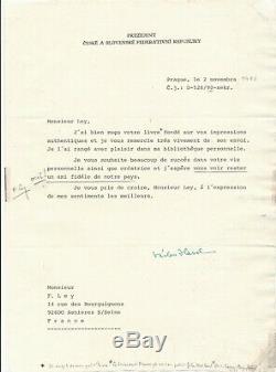 Vaclav HAVEL lettre signée en-tête ouvrage Président Masaryk autographe