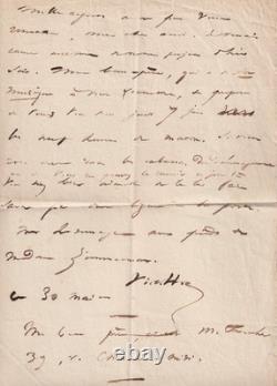 Victor HUGO Lettre autographe signé Foucher Zimmerman 1832