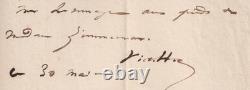 Victor HUGO Lettre autographe signé Foucher Zimmerman 1832