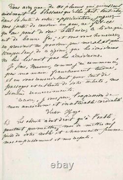 Victor HUGO- Lettre autographe signée. Les Misérables et Napoléon III. 1862
