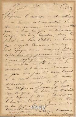 Victor HUGO Lettre autographe signée à un Ministre. Journées de juin 1848