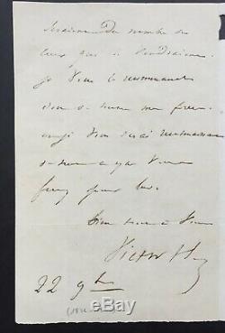 Victor HUGO Rare lettre autographe signée à son éditeur Renduel 2 pages