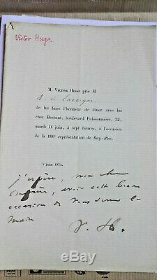 Victor Hugo Lettre Autographe Signee Alexandre De Lavergne Ruy Blas Rare