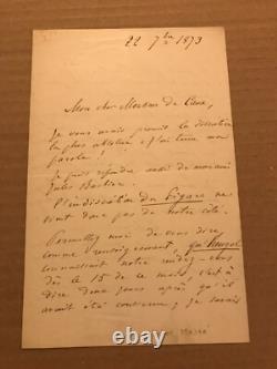 Victor Massé compositeur lettre autographe signée De Caux 1873 Barbier Heugel