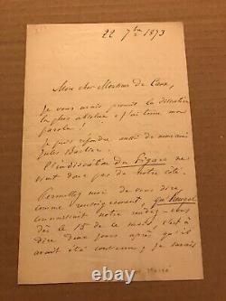 Victor Massé compositeur lettre autographe signée De Caux 1873 Barbier Heugel