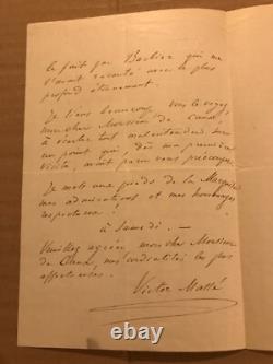 Victor Massé compositeur lettre autographe signée De Caux 1873 Barbier Heugel