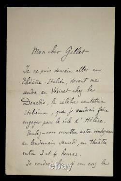 Victorin JONCIÈRES LETTRE AUTOGRAPHE SIGNÉE À Louis GALLET