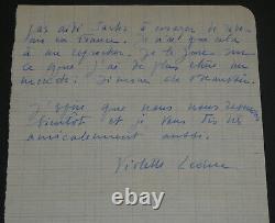 Violette Leduc, Auteure Lettre autographe signée à Adriana Salem, 1956