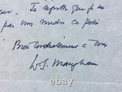 W. Somerset MAUGHAM Lettre autographe signée Je suis en Amérique