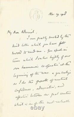 Winston CHURCHILL Lettre autographe signée. La paix en Novembre 1918