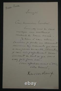 Xavier ROUX LETTRE AUTOGRAPHE SIGNÉE