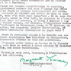 YOURCENAR Lettre tapuscrite signée Rendre à César