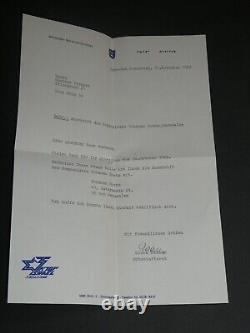 Yohanan Boehm -Lettre autographe signée et photo dédicacée, à Jérusalem 1984