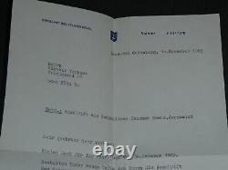 Yohanan Boehm -Lettre autographe signée et photo dédicacée, à Jérusalem 1984