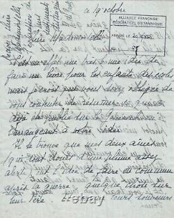 Yvonne de GAULLE Lettre autographe signée à propos du Général durant la guerre