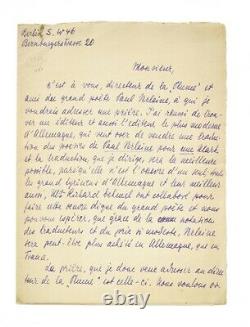 ZWEIG Lettre signée 2 pages Sur traduction Verlaine AUTOGRAPHE 1904