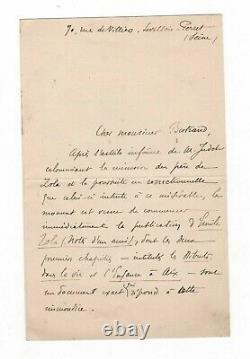 (affaire Dreyfus / Émile Zola) / Lettre Signée De Paul Alexis / Calomnie